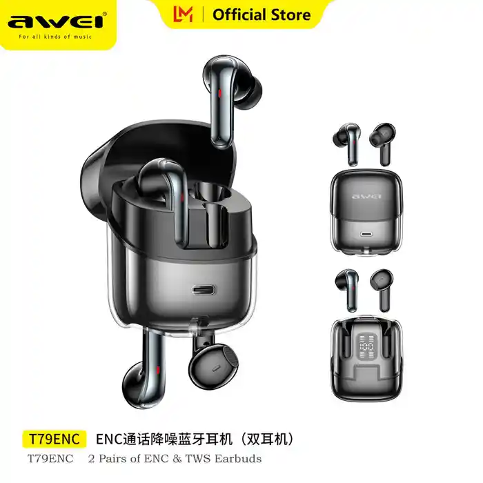 AWEI T79 ENC TWS Call Noise Canceling Original Heavy Bass True... AWEI T79 ENC TWS Call Noise Canceling Original Heavy Bass True...